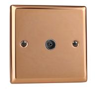 Varilight Single Tv Socket Co-Axial - Urban Polished Copper With Plain Insert, Xy8.cu