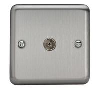 Varilight Single Tv Socket Co-Axial - Value Matt Chrome With Plain Insert, Xs8