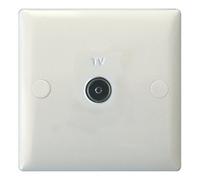 Varilight Single Tv Socket Co-Axial - Value Polar White With Plain Insert, Xo8W
