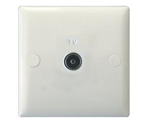 Varilight Single Tv Socket Co-Axial - Value Polar White With Plain Insert, Xo8W