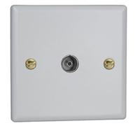 Varilight Single Tv Socket Co-Axial - Vogue Matt White With Plain Insert, Xy8.mw