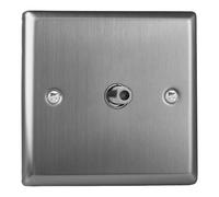 Varilight XT8S Classic Brushed Steel 1 Gang F-Type Satellite Socket