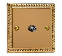 Varilight Single TV Socket F-Type Satellite - Classic Georgian Brass