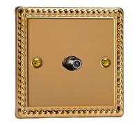 Varilight Single TV Socket F-Type Satellite - Classic Georgian Brass