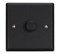 Varilight Single V-Com Rotary 2-Way Led Dimmer 1 X 0-100W - Urban Matt Black With Matt Black Knob, Kyp101.mb