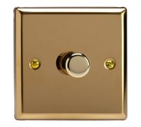 Varilight Single V-Dim Rotary 2-Way Dimmer 1 X 60-400W - Classic Victorian Brass With Brass Knob, Hv3