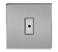 Varilight Single V-Pro Multi-Point LED Dimmer 1 x 0-100W - Screwless Brushed Steel With Brushed Steel Button, JDSE101S