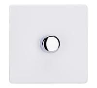 Varilight Single V-Pro Multiway Dimmer 1 x 120W LED - Screwless Primed Paintable With Polished Chrome Knob JDYM101S.PD