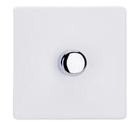 Varilight Single V-Pro Multiway Dimmer 1 x 120W LED - Screwless Primed Paintable With Polished Chrome Knob JDYM101S.PD