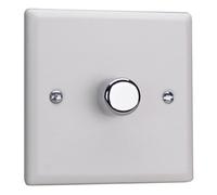 Varilight Single V-Pro Rotary 2-Way Led Dimmer 1 X 0-120W - Urban Chalk White With Polished Chrome Knob, Jyp401.cw