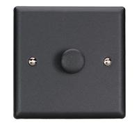 Varilight Single V-Pro Rotary 2-Way Led Dimmer 1 X 0-120W - Urban Matt Black With Matt Black Knob, Jyp401.mb