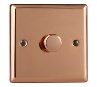 Varilight Single V-Pro Rotary 2-Way Led Dimmer 1 X 0-120W - Urban Polished Copper With Polished Copper Knob, Jyp401.cu