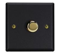 Varilight Matt Black Vogue Collection V-Pro LED Dimmer 1 Gang 1or2 Way 1x 400W Push-on/Push-Off (Matrix)