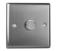 Varilight Single V-Pro Smart Wi-Fi Dimmer 1 X 120W Led - Classic Brushed Steel With Brushed Steel Knob, Jtsm101