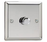 Varilight Single V-Pro Smart Wi-Fi Dimmer 1 X 120W Led - Classic Mirror Chrome With Polished Chrome Knob, Jcsm101
