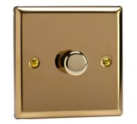 Varilight Single V-Pro Smart Wi-Fi Dimmer 1 X 120W Led - Classic Victorian Brass With Polished Brass Knob, Jvsm101