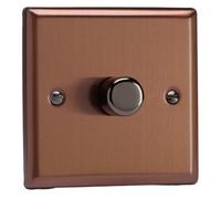 Varilight Single V-Pro Smart Wi-Fi Dimmer 1 X 120W Led - Urban Brushed Bronze With Iridium Knob, Jysm101.bz