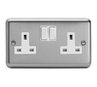 Varilight Socket, Metal, Matt Chrome, 88x148x31mm in Grey Varilight Grey
