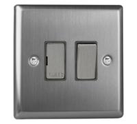 Varilight Switched Fused Spur – Classic Brushed Steel with Brushed Steel Insert – Xt6D