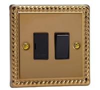Varilight 13A Switched Fused Spur Classic Georgian Brass with Black Insert