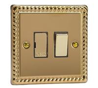 Varilight 13A Switched Fused Spur Classic Georgian Brass with Brass Insert