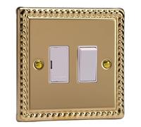 Varilight 13A Switched Fused Spur Classic Georgian Brass with White Insert