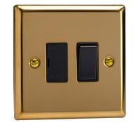 Varilight Switched Fused Spur - Classic Victorian Brass With Black Insert, Xv6B
