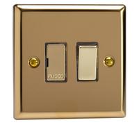 Varilight Switched Fused Spur - Classic Victorian Brass With Polished Brass Insert, Xv6D