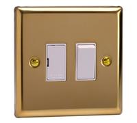 Varilight Switched Fused Spur - Classic Victorian Brass With White Insert, Xv6W