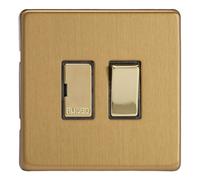 Varilight Switched Fused Spur XDB6DS 13A Screwless Brushed Brass 86x86x30mm