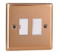 Varilight Switched Fused Spur - Urban Polished Copper With White Insert, Xy6W.cu