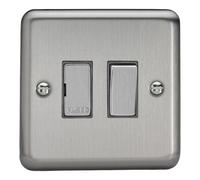Varilight Switched Fused Spur Classic XS6D – 13A, Decorative Brushed Steel Insert – Matt Chrome