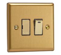 Varilight XB6ND Switched Fused Spur + Neon, Classic Brushed Brass