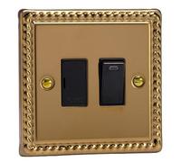 Varilight 13A Switched Fused Spur - Neon - Classic Georgian Brass with Black Insert