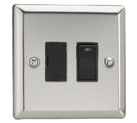 Varilight Switched Fused Spur With Neon - Classic Mirror Chrome With Black Insert, Xc6Nb