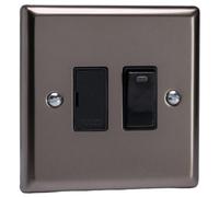 Varilight Switched Fused Spur With Neon - Classic Pewter With Black Insert, Xr6Nb