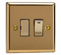 Varilight Switched Fused Spur With Neon - Classic Victorian Brass With Polished Brass Insert, Xv6Nd
