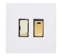 Varilight Switched Fused Spur With Neon - Screwless Primed Ready To Paint With Polished Brass Insert, Xdy6Nvds.pd