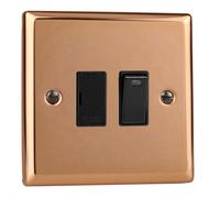 Varilight Switched Fused Spur With Neon - Urban Polished Copper With Black Insert, Xy6Nb.cu