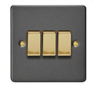 Varilight Triple 2W 10A Rocker Switch Graphite Grey With Brass Rockers Xdy3V.gg