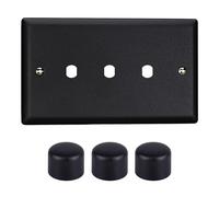 Varilight Triple Faceplate Kit (Dimmer Modules Not Included) - Urban Matt Black With Matt Black Knob, WYD3.MB