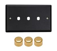 Varilight WYD3V.MB Matrix Faceplate Kit, Vogue Matt Black, 3-Gang