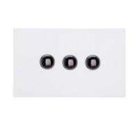 Varilight Triple Impulse Light Switch 2-Way - Screwless Primed Ready To Paint With Iridium Buttons, Xdyp3Is.pd