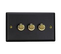 Varilight WYD3V.MB Matrix Faceplate Kit, Vogue Matt Black, 3-Gang