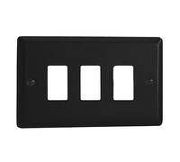 VARILIGHT - Matt Black - Urban/Vogue - 3-Gang PowerGrid Plate including Yoke (Twin Plate) - XYPGY3.MB