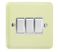 Varilight Triple Rocker Light Switch 2-Way - Lily White Chocolate With White Rockers, Xy3W.wc