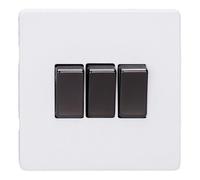 Varilight Triple Rocker Light Switch 2-Way - Screwless Primed Ready To Paint With Iridium Rockers, Xdy3Is.pd