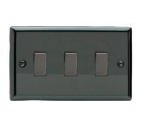 Varilight Triple Rocker Light Switch 2-Way Twin Plate - Classic Iridium With Iridium Rockers, Xi93D