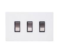 Varilight Triple Rocker Light Switch 2-Way Twin Plate - Screwless Primed with Iridium Rockers, XDY93IS.PD
