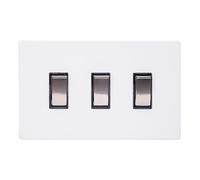 Varilight Triple Rocker Light Switch 2-Way Twin Plate - Screwless Primed with Iridium Rockers, XDY93IS.PD